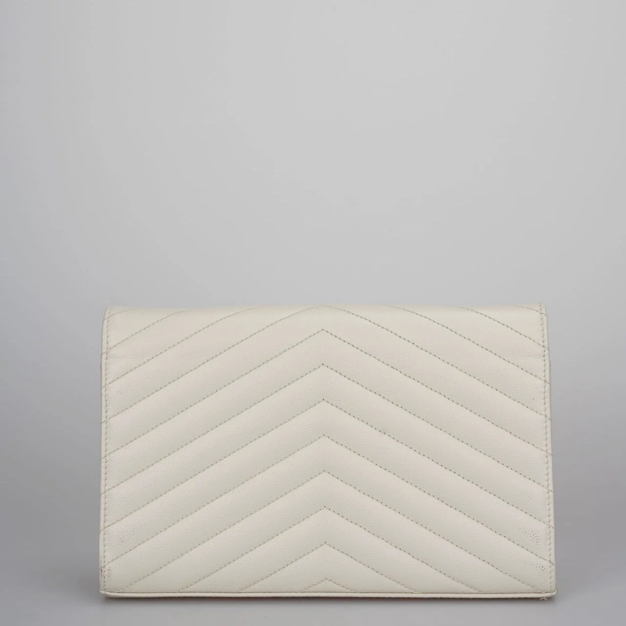 used-Saint Laurent Cassandre White Leather Envelope Wallet On Chain-MILOURA