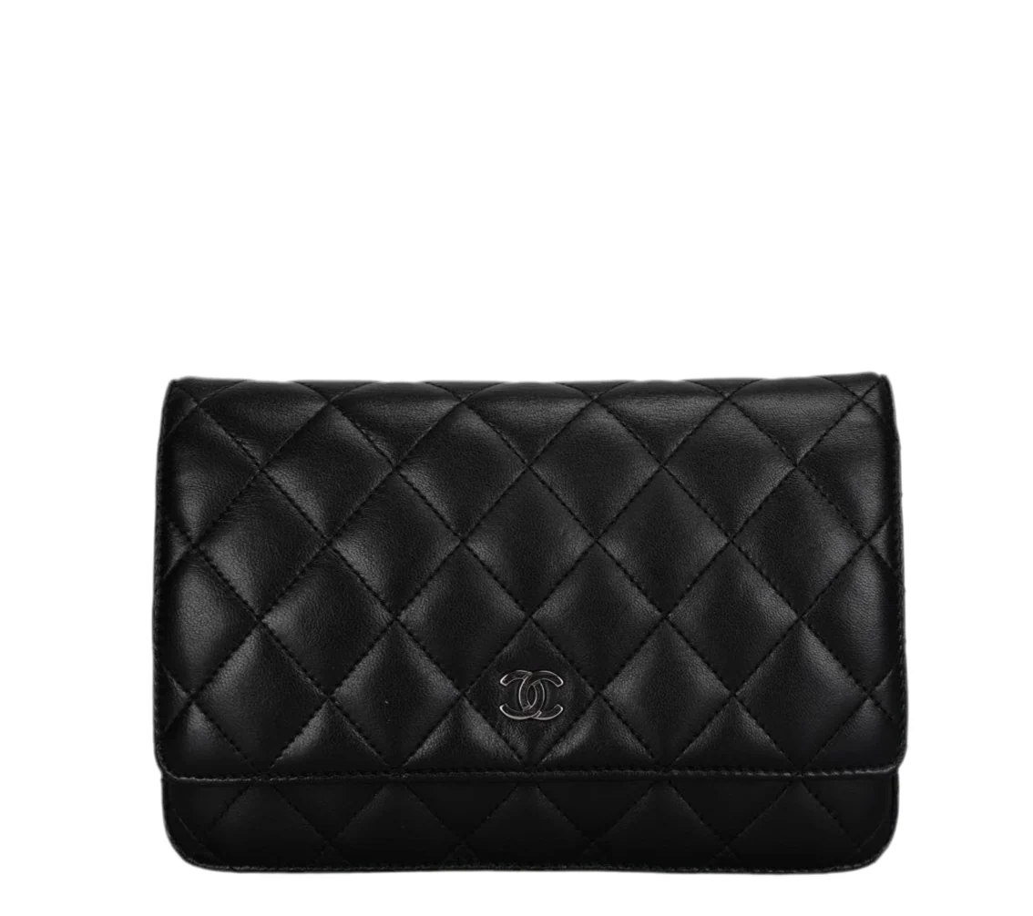 used-Chanel Black Classic WOC Lambskin Leather with Silver Hardware-MILOURA