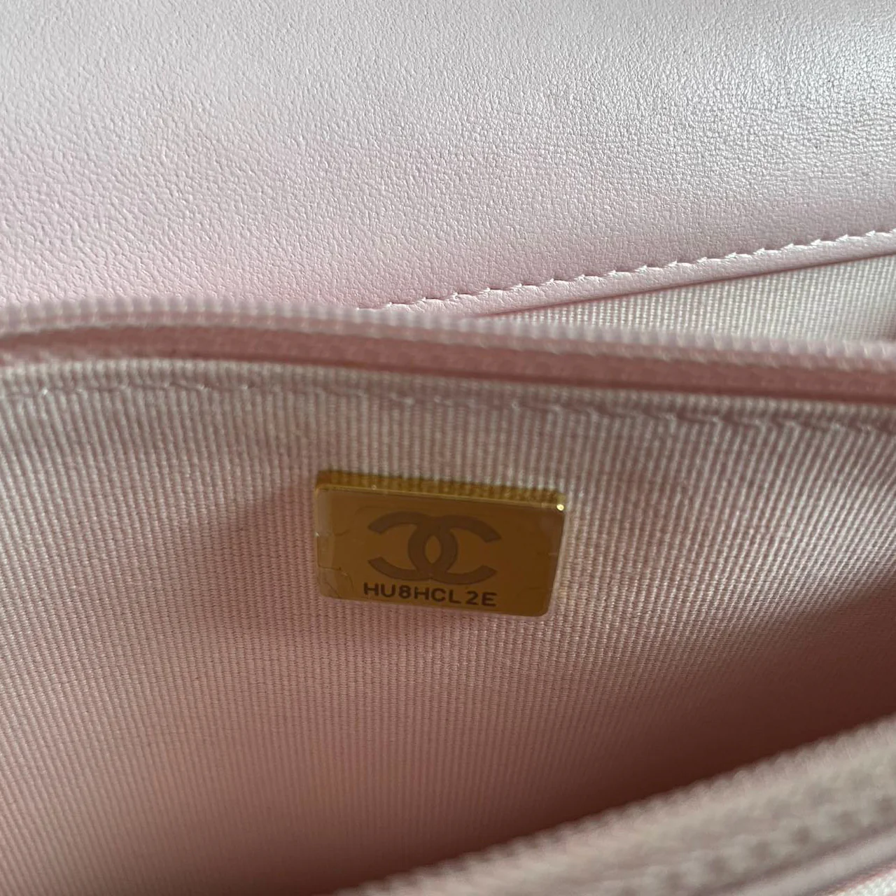 used-Chanel Pink Quilted Lambskin Pearl Wallet on Chain With Gold Hardware-MILOURA