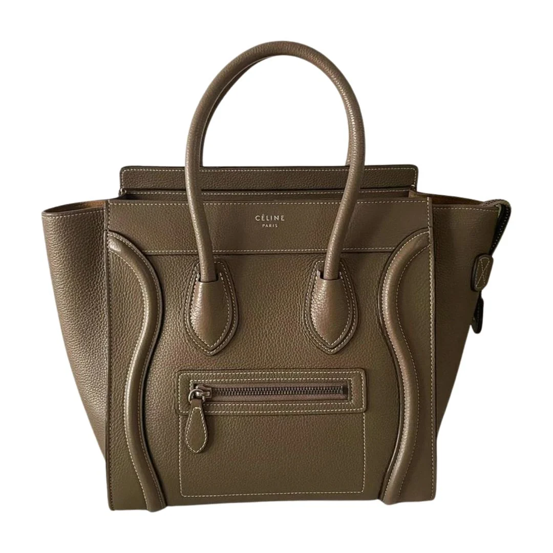 used-CELINE Micro Luggage leather handbag in Grey-MILOURA