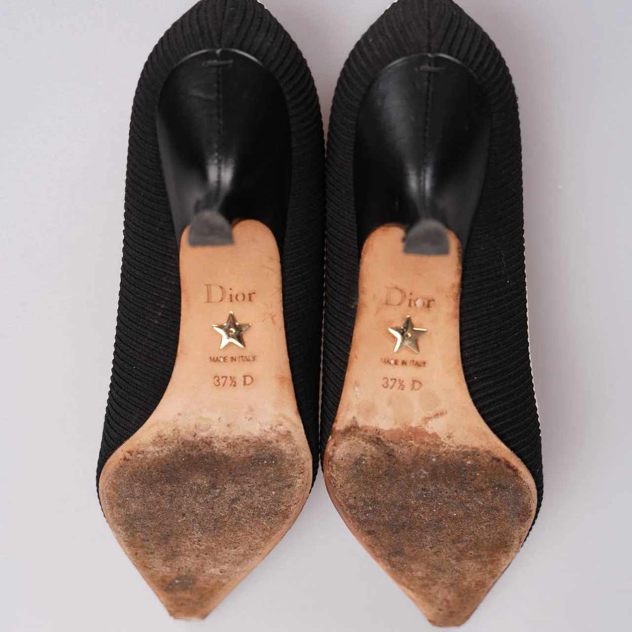 used-Christian Dior Black Canvas J'adior Pumps Size 37.5D with Beige Insole-MILOURA
