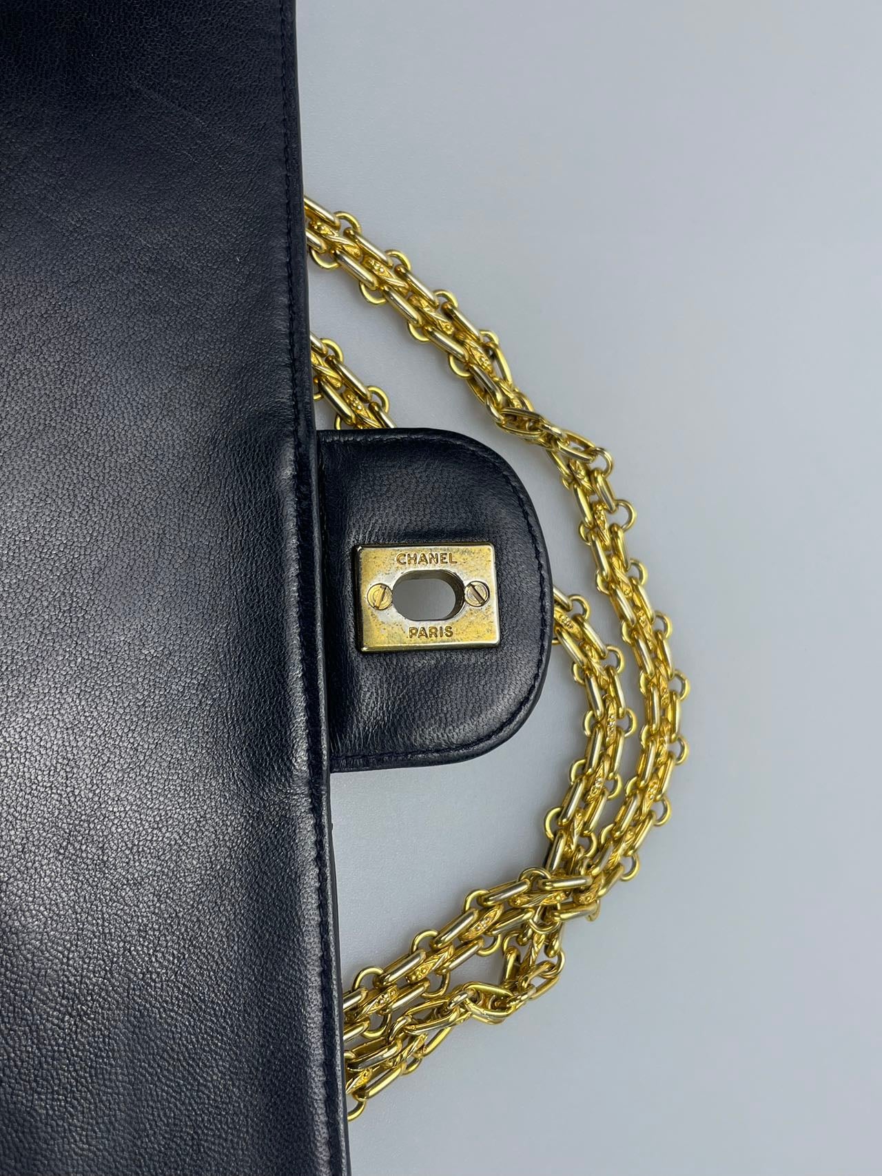 used-Chanel Black Vintage Medium Classic Double Flap Bag with 24K Gold Hardware-MILOURA