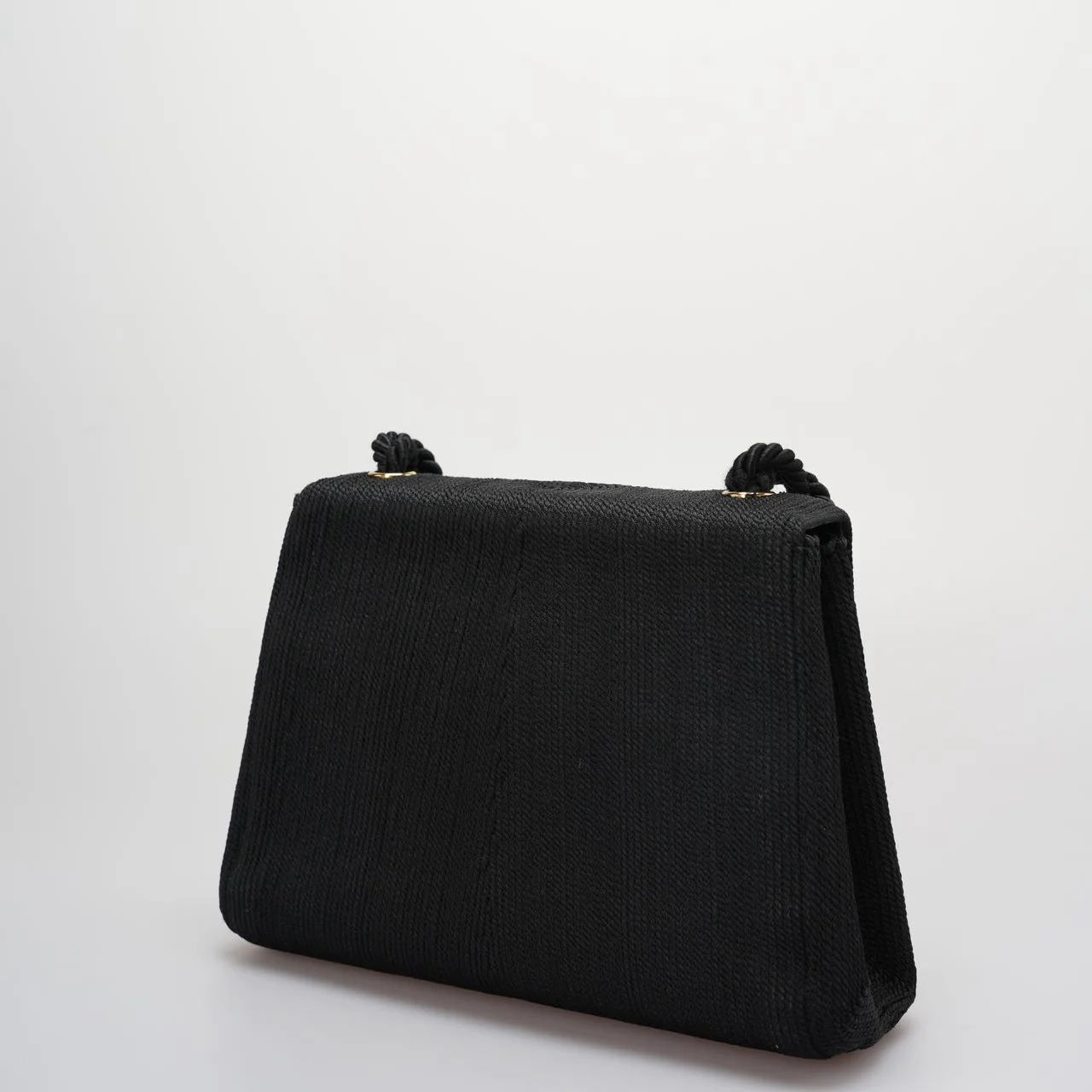 used-Chanel Vintage Silk Rope Mini Kelly Flap Bag 24K Gold Hardware 1997 Woven-MILOURA