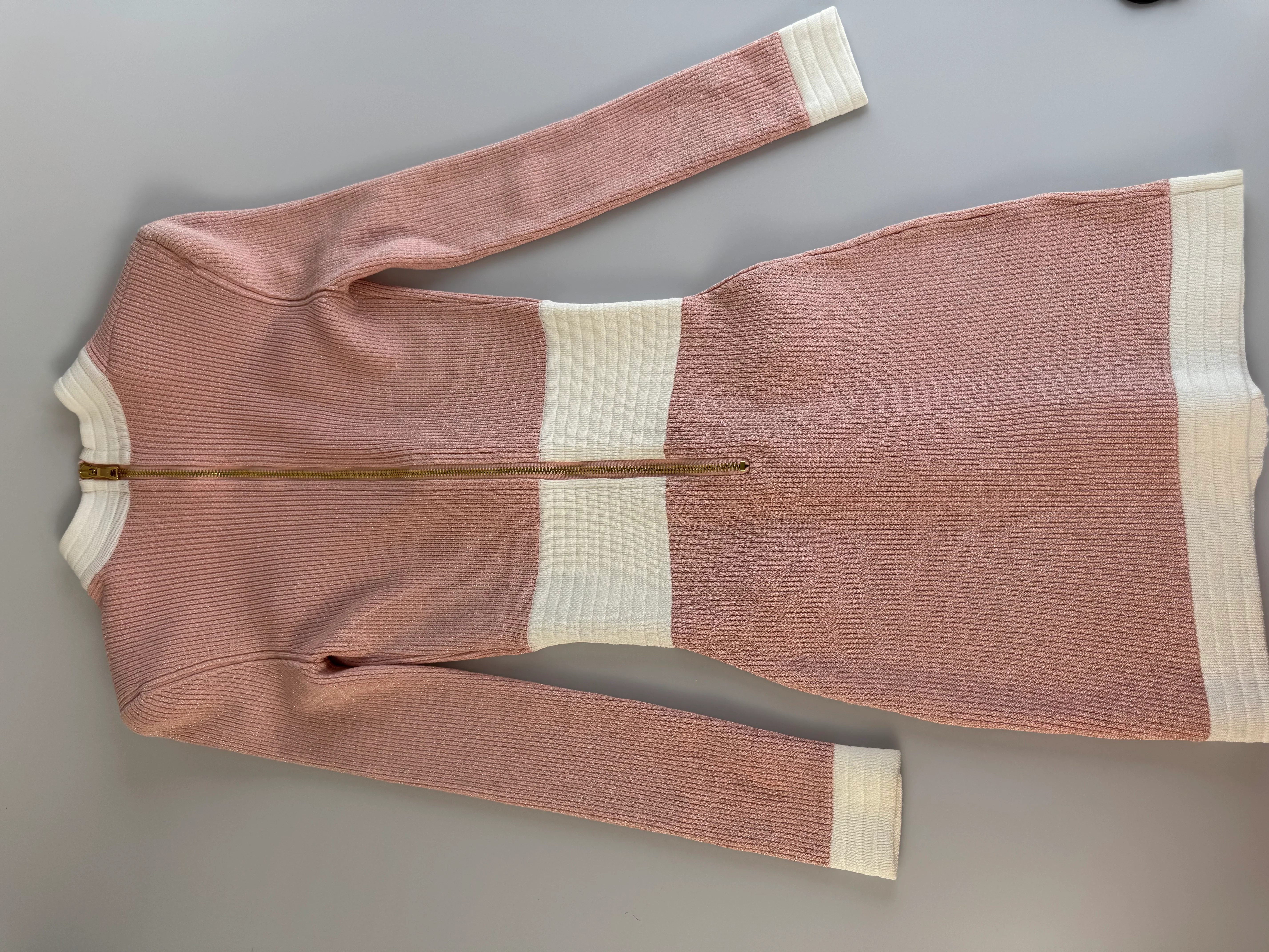 used-Balmain pink white dress FR 34-MILOURA