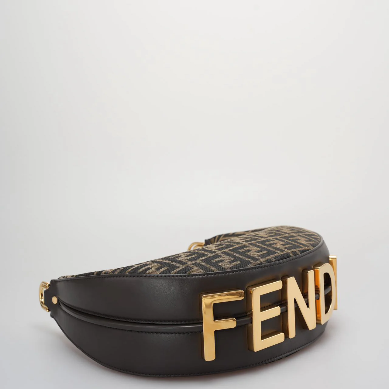 used-Fendi graphy Small Brown FF Jacquard Fabric Bag-MILOURA