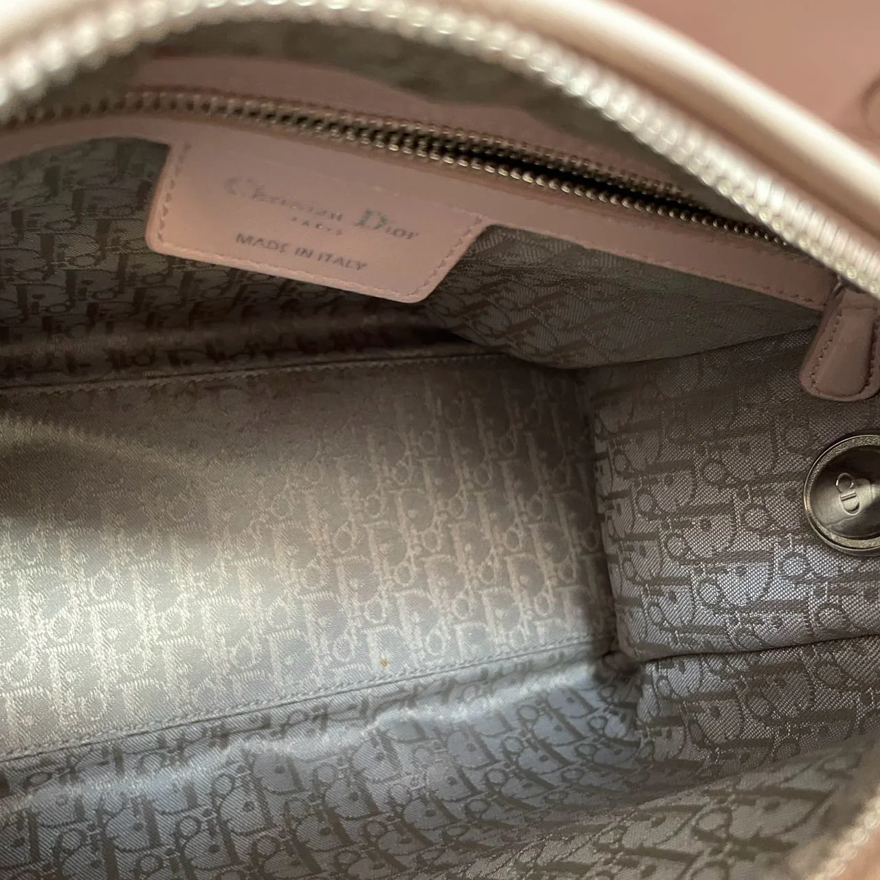 used-Christian Dior cherry blossom pink lady Dior bag in Lambskin with silver Hardware-MILOURA