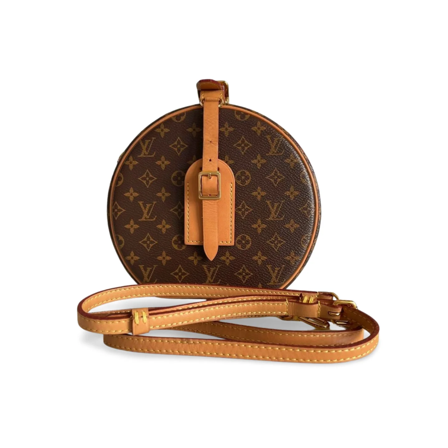 used-Louis Vuitton Monogram Canvas Petite Boite Chapeau Cross-Body Bag with Gold Hardware-MILOURA