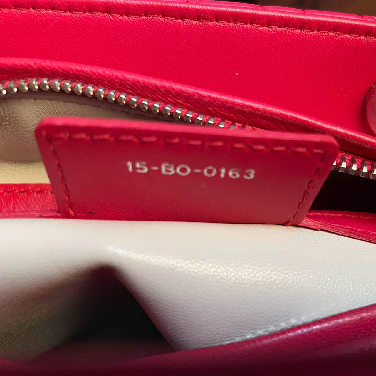 used-Christian Dior Lady Dior Bag Cannage Medium Hand Bag Lamb Skin Red White-MILOURA