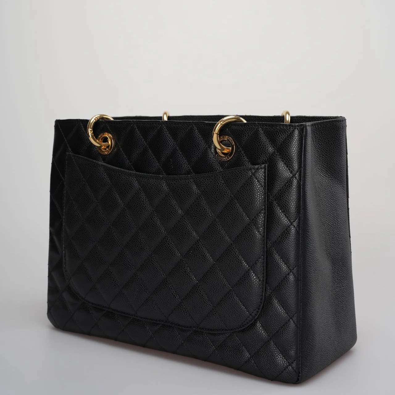 used-Chanel gst Grand Shopping Tote Black Bag in Cavier Leather with Gold Hardware from 2014-MILOURA