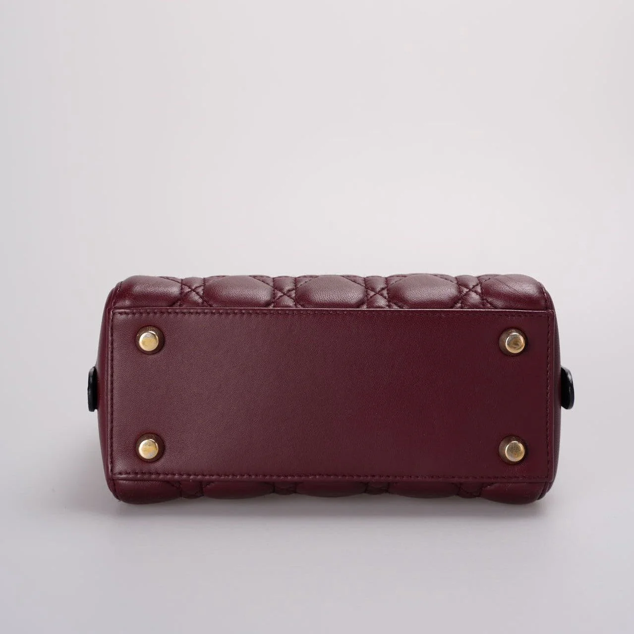 used-Christian Dior Lambskin Burgundy Cannage Lily Tote Bag-MILOURA