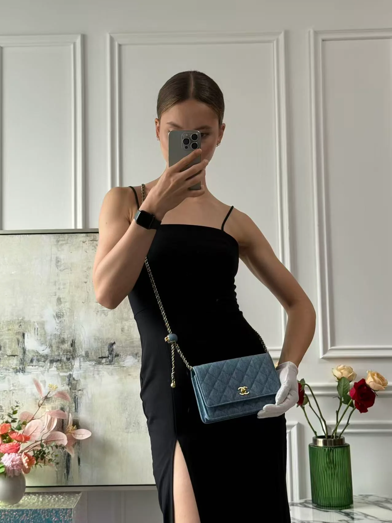 Chanel Denim Wallet On Chain (Woc) CC Pearl Crush Blue Bag from 2022