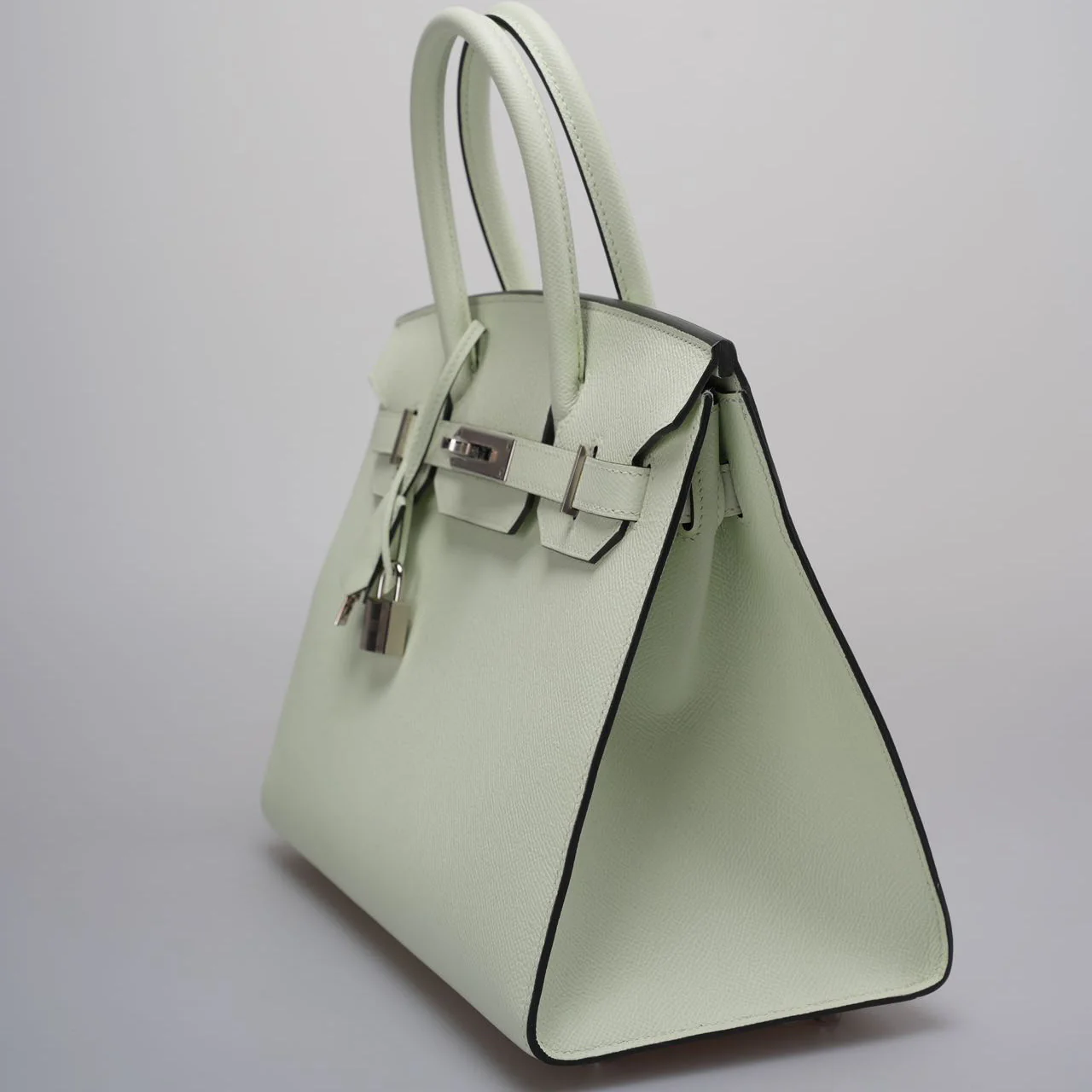 used-Hermes Birkin sellier 30 Bag in Vert Fizz Epsom Leather with Palladium Hardware B stamp-MILOURA