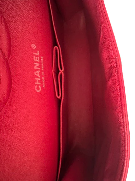 used-Chanel timeless red Medium Lambskin Flap Bag-MILOURA