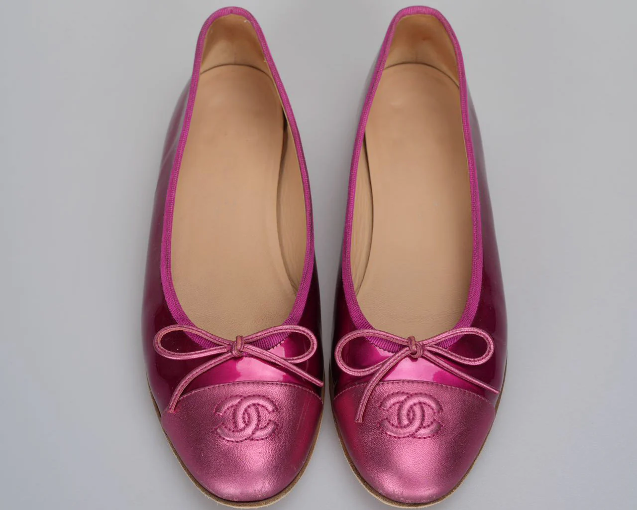 used-Chanel ballet flats 37.5 in hot pink-MILOURA