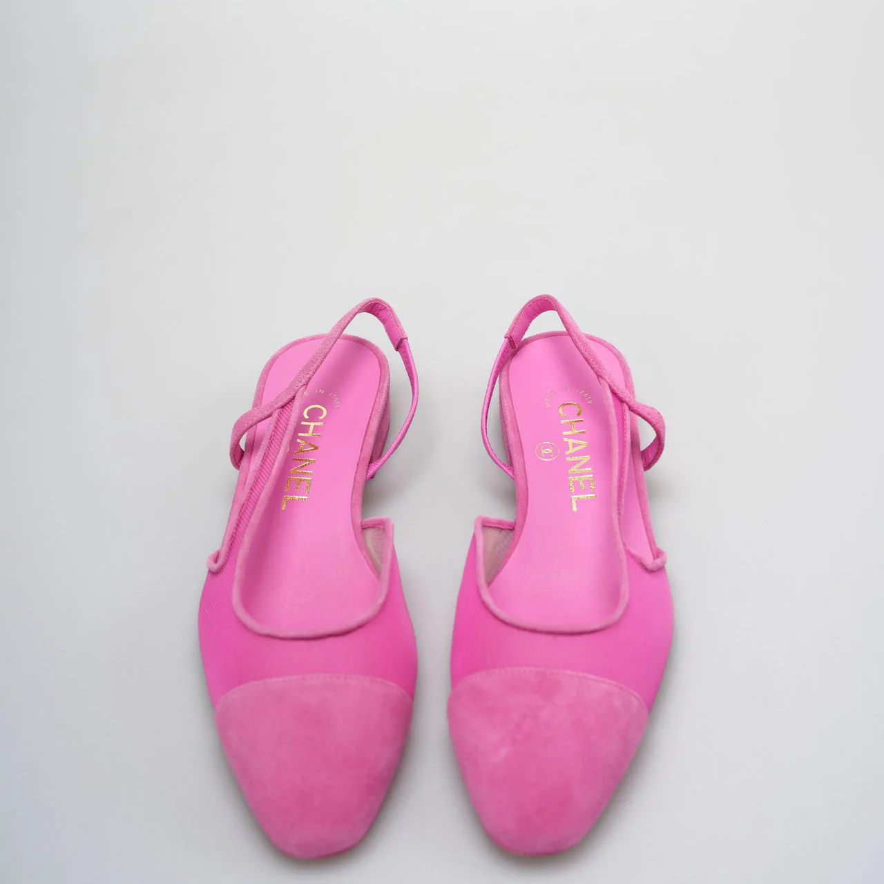 used-Chanel Slingback Suede Ballet Flats in Pink Size 35.5-MILOURA