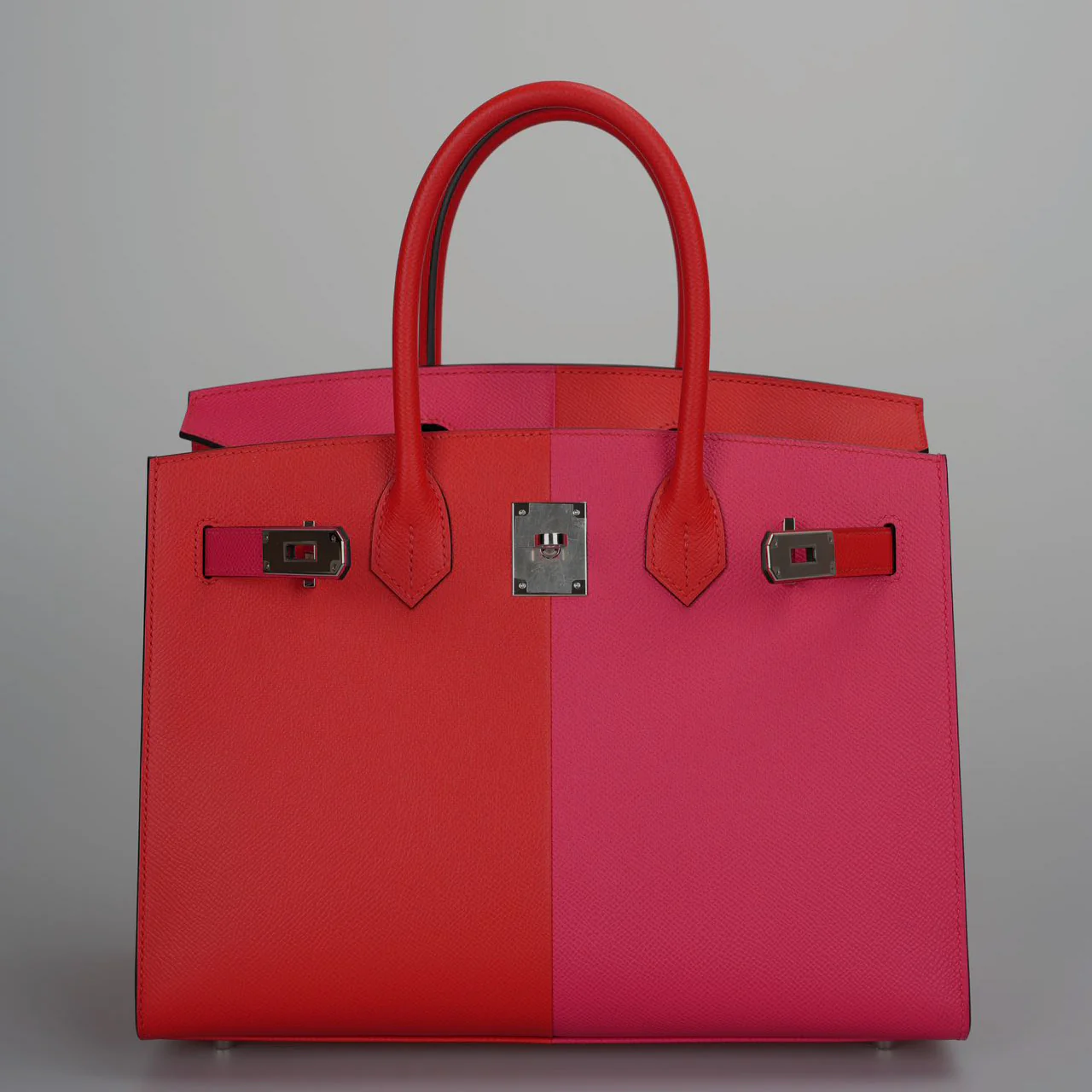 used-Hermes Epsom Casaque Birkin Sellier 30 Rouge Coeur Rose Extreme Bleu Zanziba with palladium Hardware-MILOURA