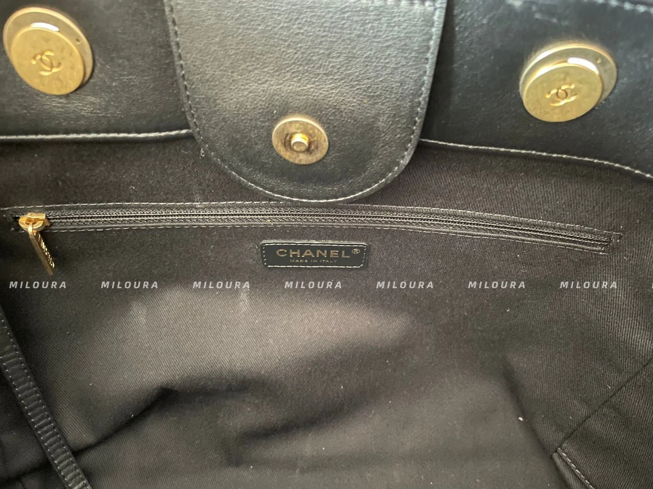 used-Chanel Black Large Deauville Tote Bag in Calfskin Leather Limited Edition-MILOURA