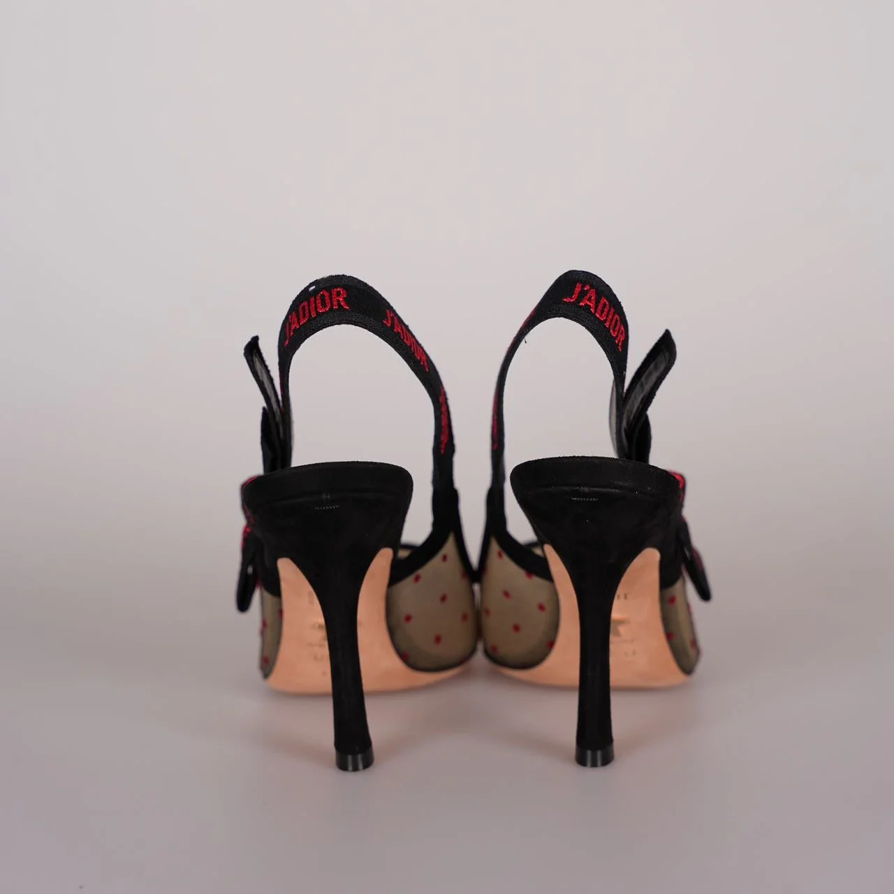 used-Christian Dior Mesh Plumetis Suede J'Adior Slingback 8cm Pumps 37.5 Beige/Black-MILOURA