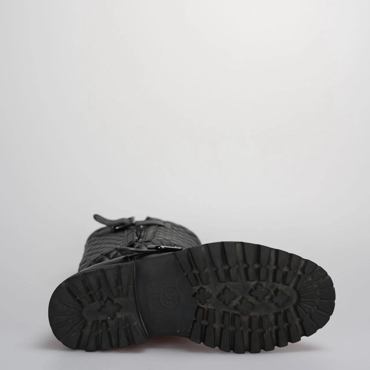 used-Chanel Quilted Motorcycle Boots Black-MILOURA