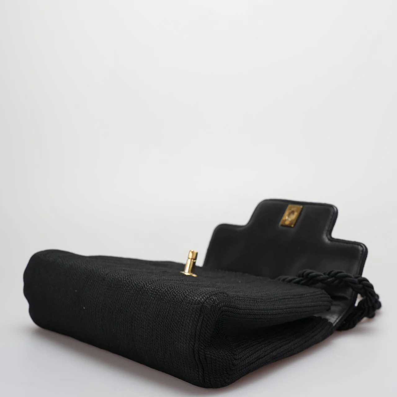 used-Chanel Vintage Silk Rope Mini Kelly Flap Bag 24K Gold Hardware 1997 Woven-MILOURA