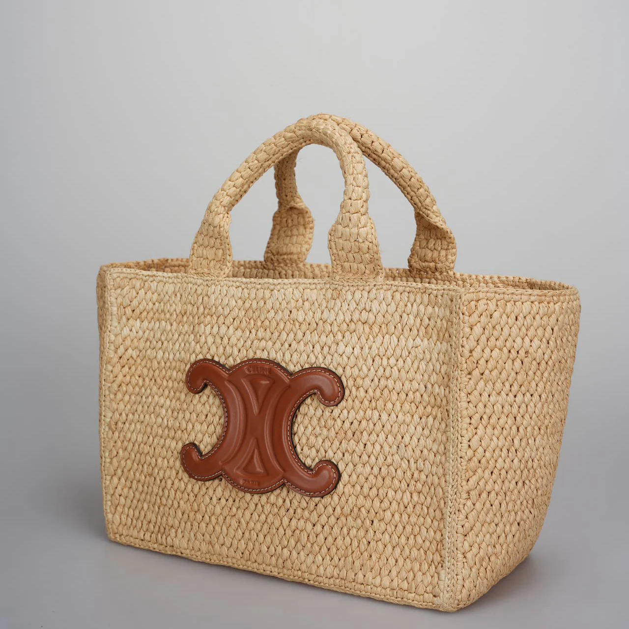 used-Celine Small Cabas Thais in Raffia and Calfskin-MILOURA