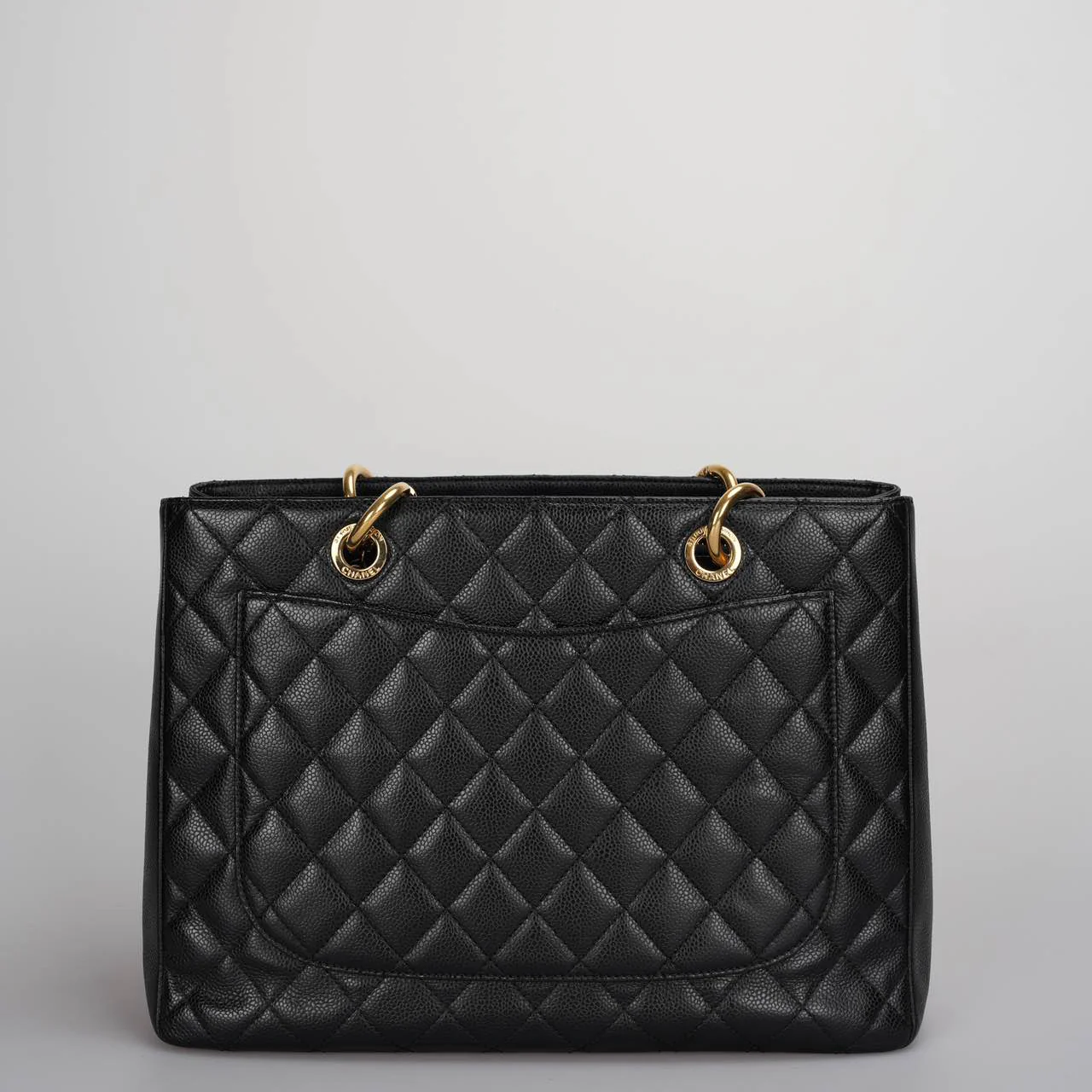 used-Chanel Grand Shopping Tote black gst Bag in Cavier Leather with gold Hardware-MILOURA