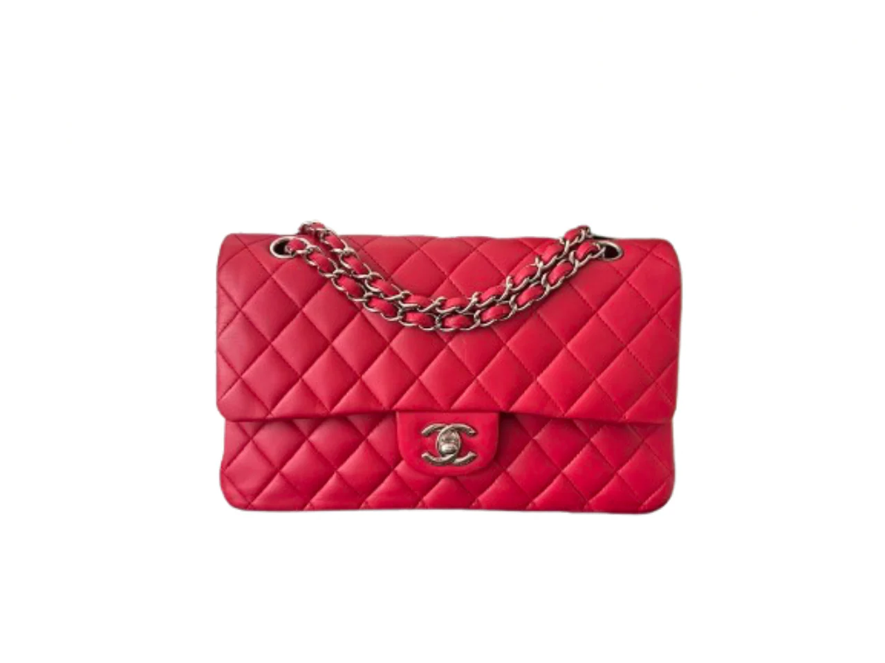 used-Chanel timeless red Medium Lambskin Flap Bag-MILOURA