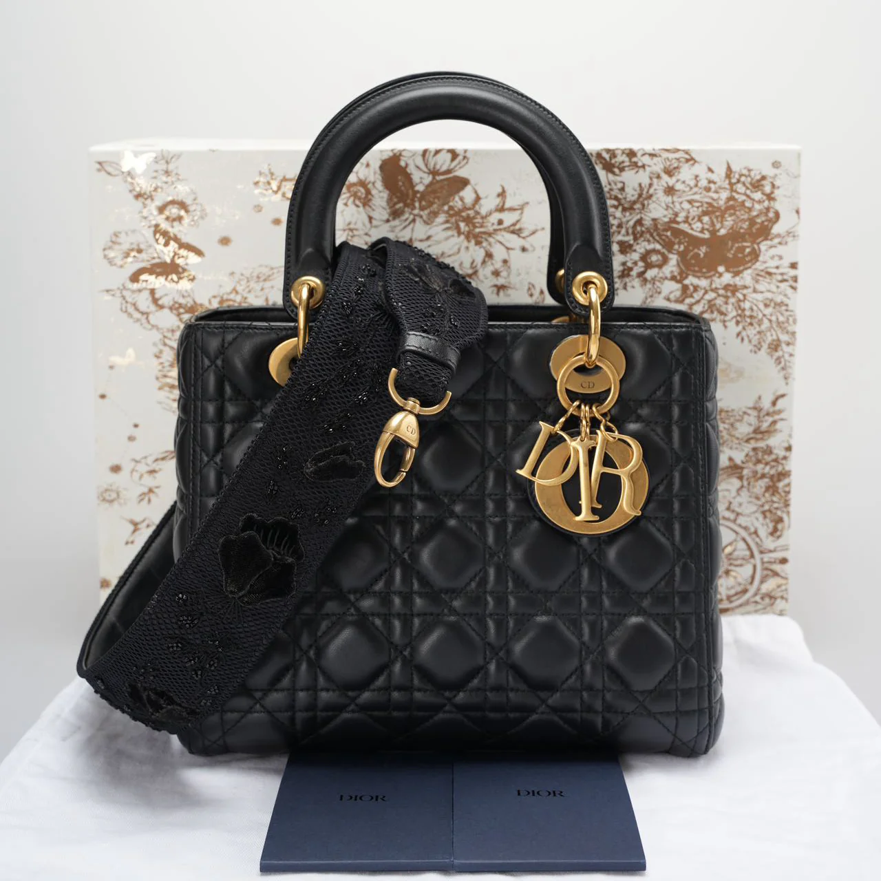 Christian Dior Black Medium Lambskin Leather with Gold Hardware from 2017