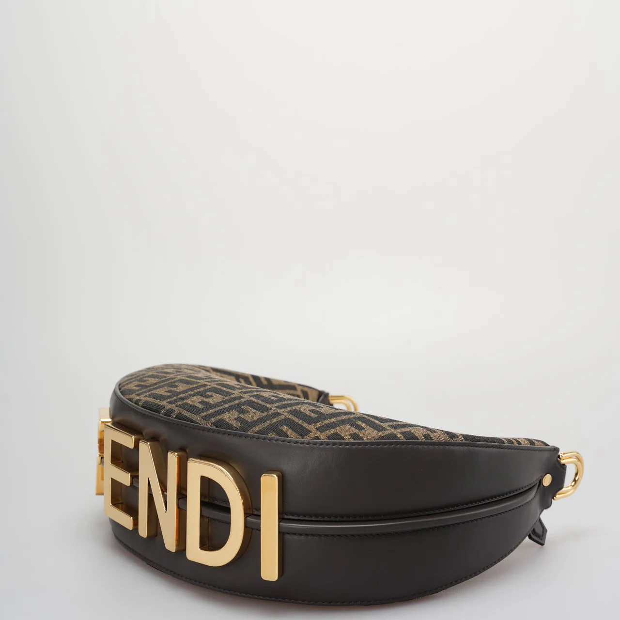 used-Fendi graphy Small Brown FF Jacquard Fabric Bag-MILOURA