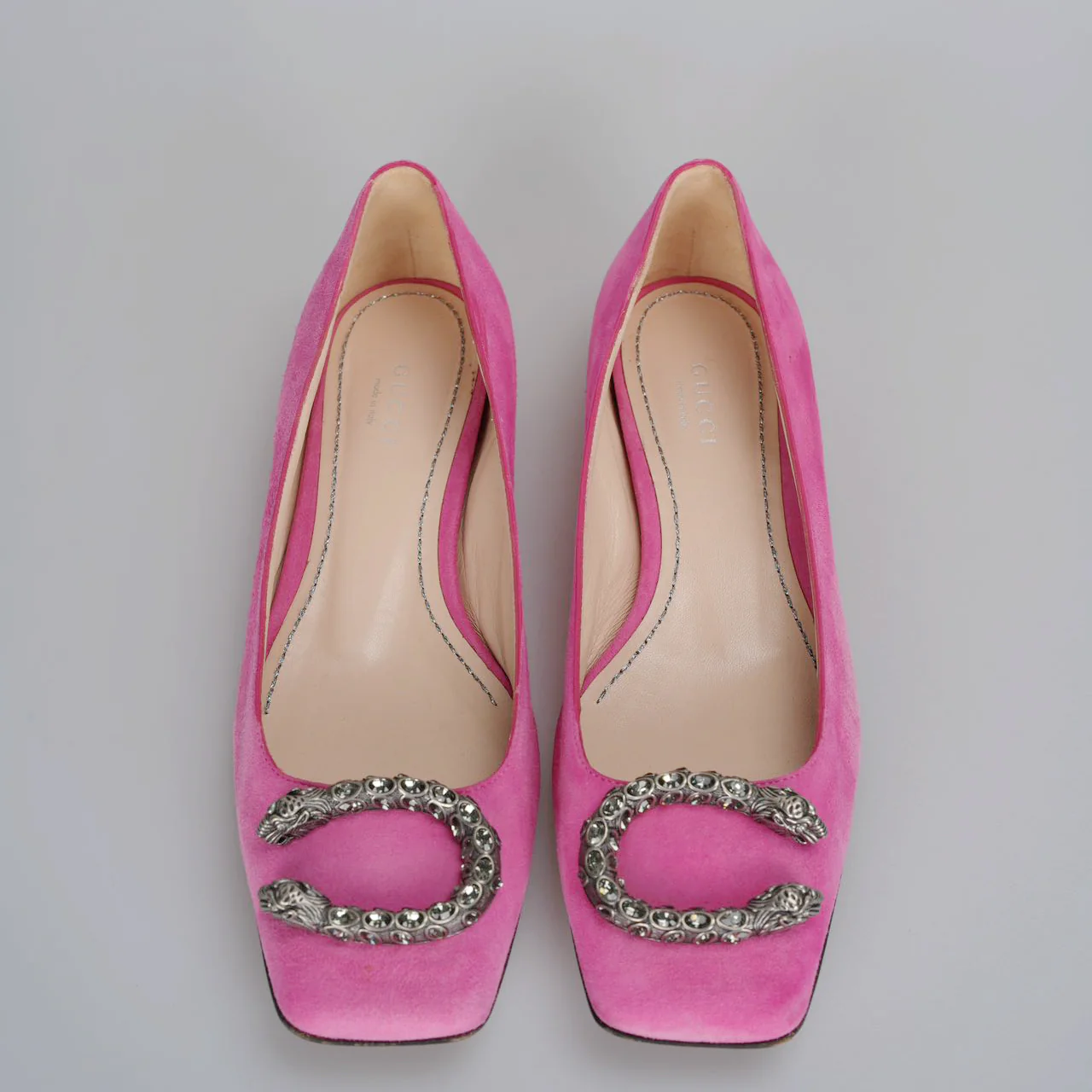 used-Gucci - Dionysus Pink Suede Flats 37-MILOURA