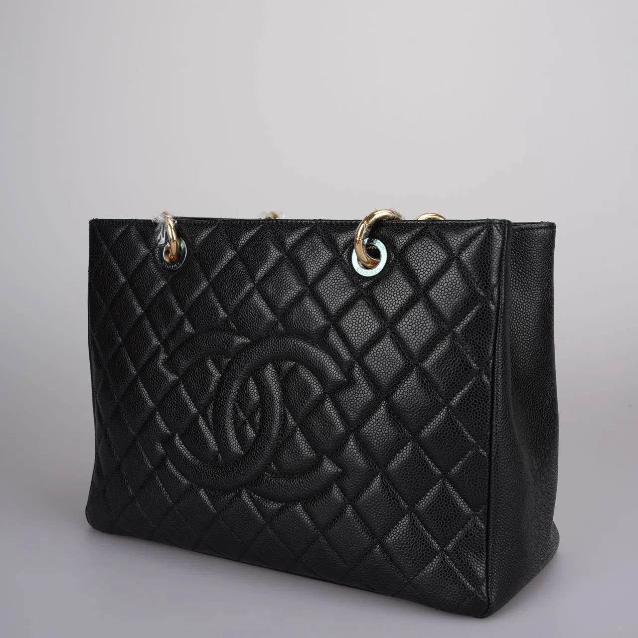 used-Chanel Grand Shopping Tote Black GST Bag in Caviar Leather with Gold Hardware-MILOURA