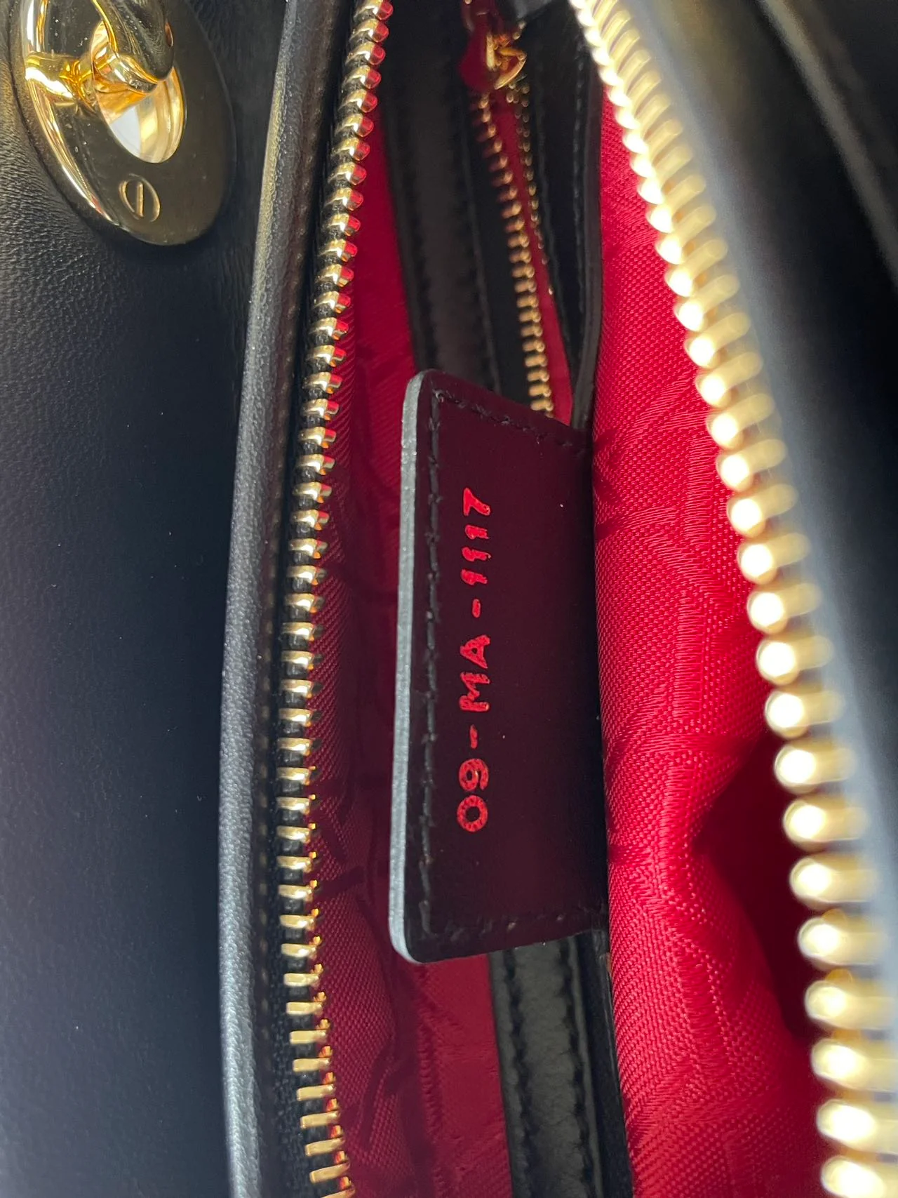 used-Christian Dior Black Lady Dior Bag Medium in Cannage Lambskin Leather with Gold Hardware-MILOURA