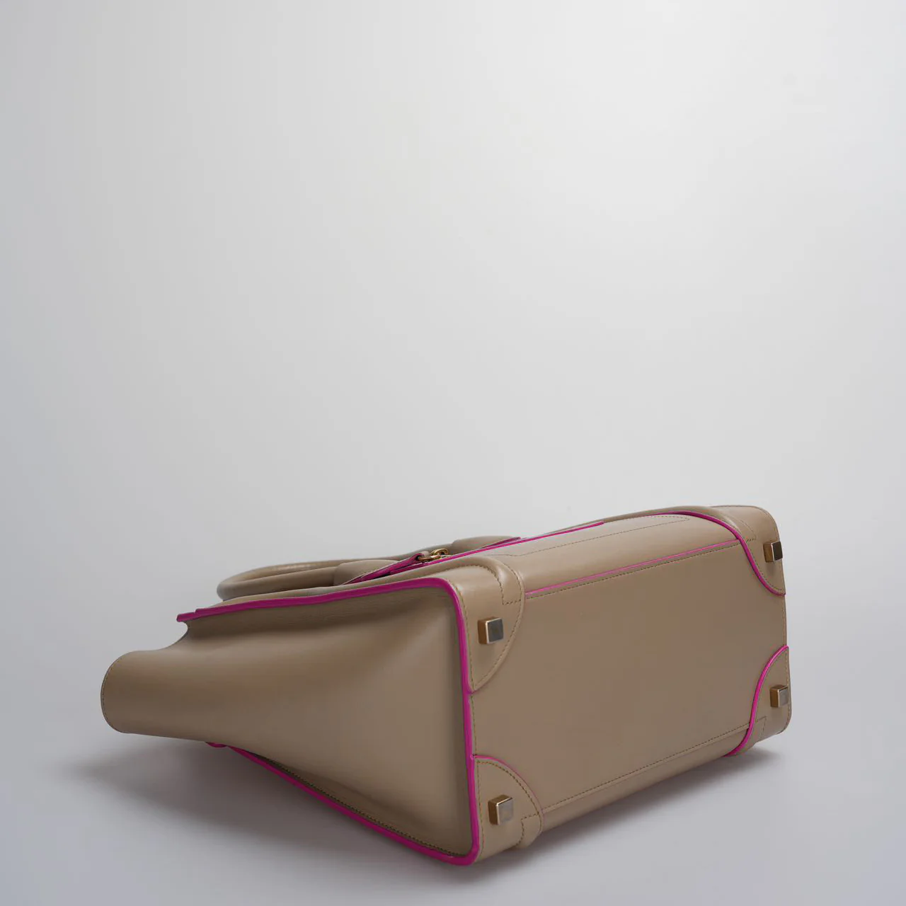 used-CELINE Calfskin Mini Luggage in Beige and Pink-MILOURA