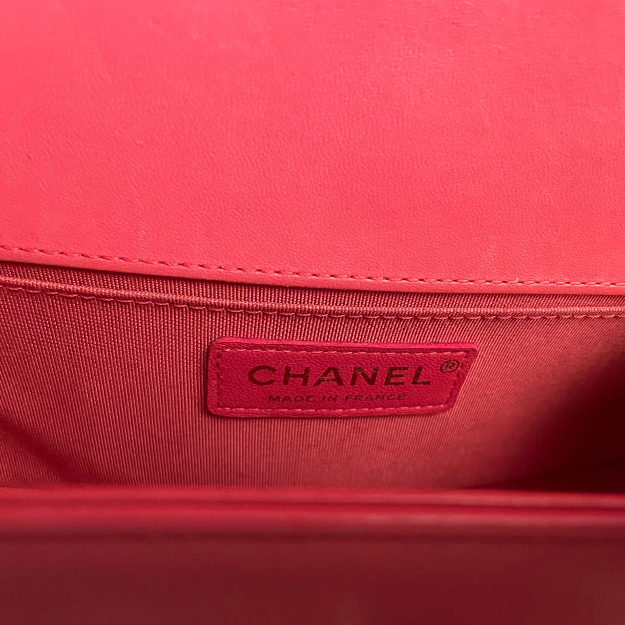 used-Chanel Lambskin Quilted Small Boy Flap Bag in Pink with Gold Hardware-MILOURA