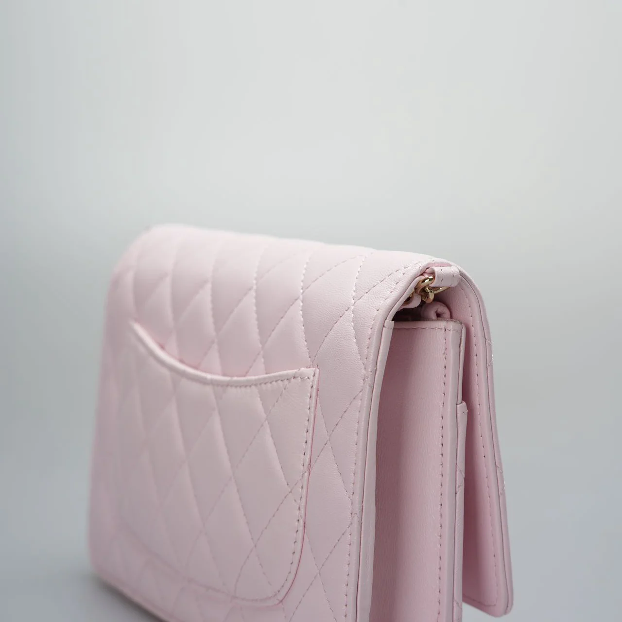 used-Chanel Pink Quilted Lambskin Pearl Wallet on Chain With Gold Hardware-MILOURA