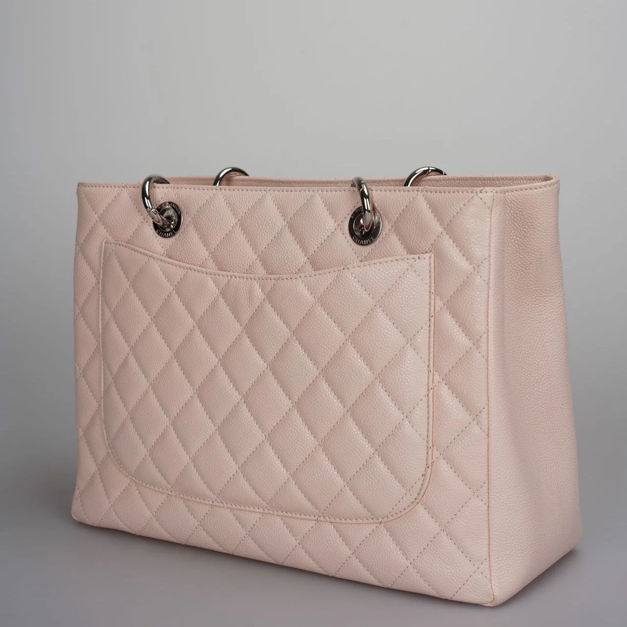 used-Chanel Grand Shopping Tote Light Pink GST Bag in Caviar Leather with Silver Hardware-MILOURA