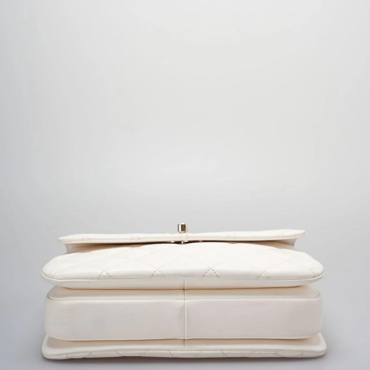 used-Chanel small trendy CC Lambskin Quilted Flap Dual Handle Bag in White-MILOURA