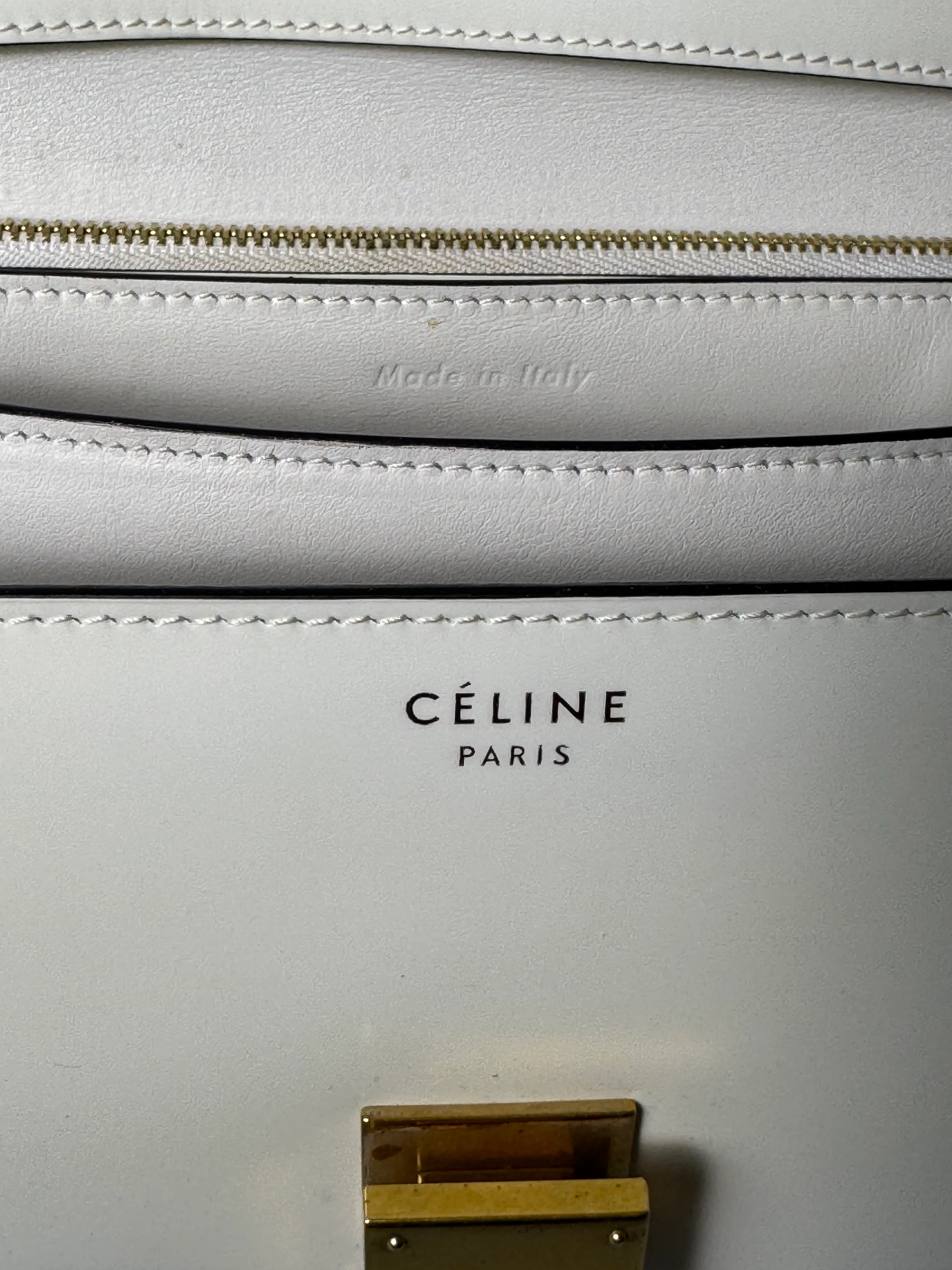 used-Celine bag Classic Box white leather shoulder bag-MILOURA