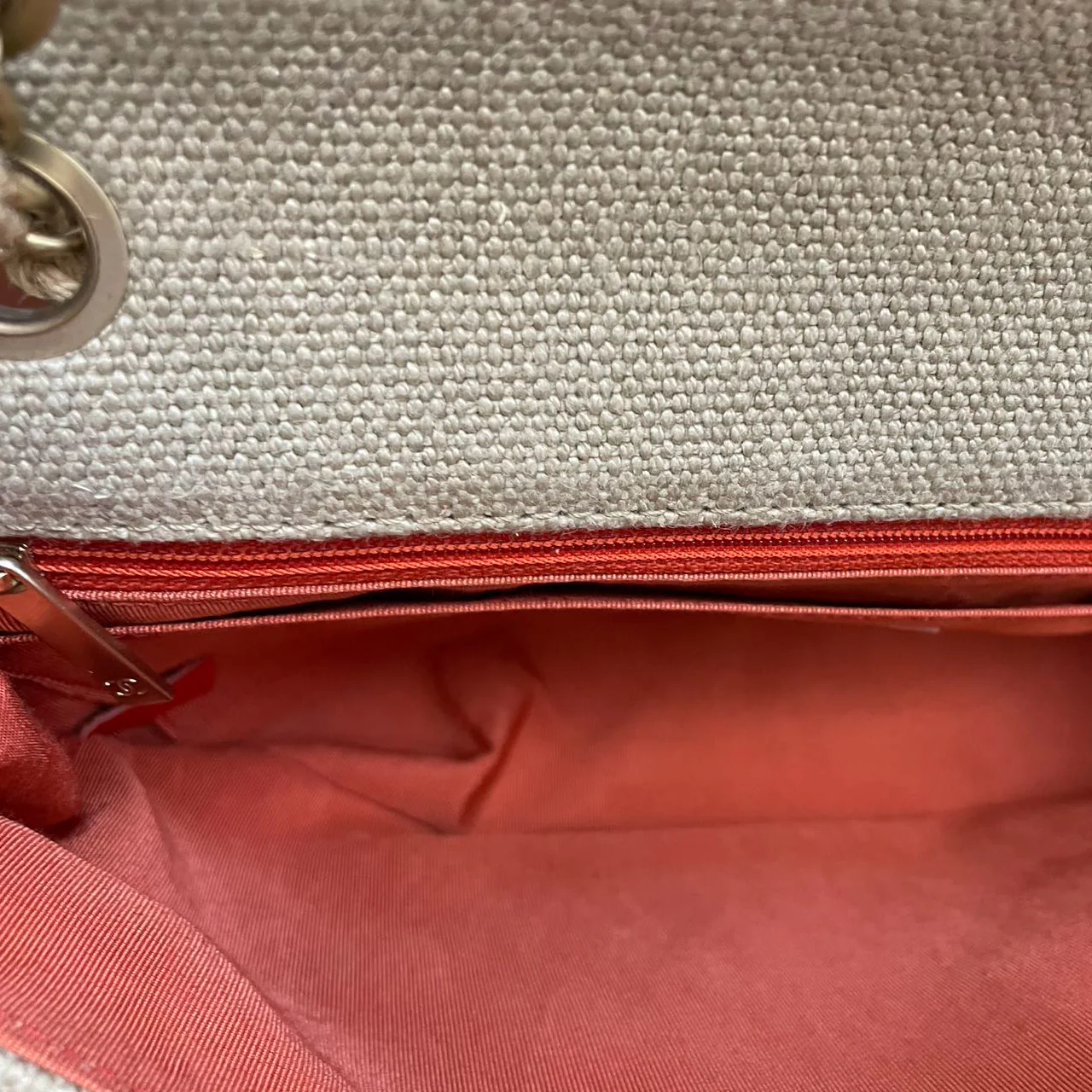 used-Chanel linen timeless Quilted Medium Flap in Beige very rare-MILOURA