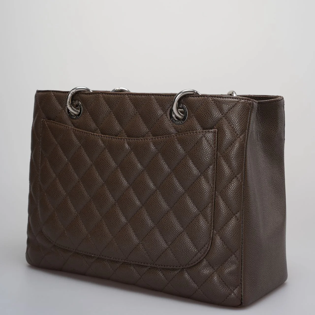 used-Chanel Brown GST Grand Shopping Tote Bag in Caviar Leather with Silver Hardware-MILOURA