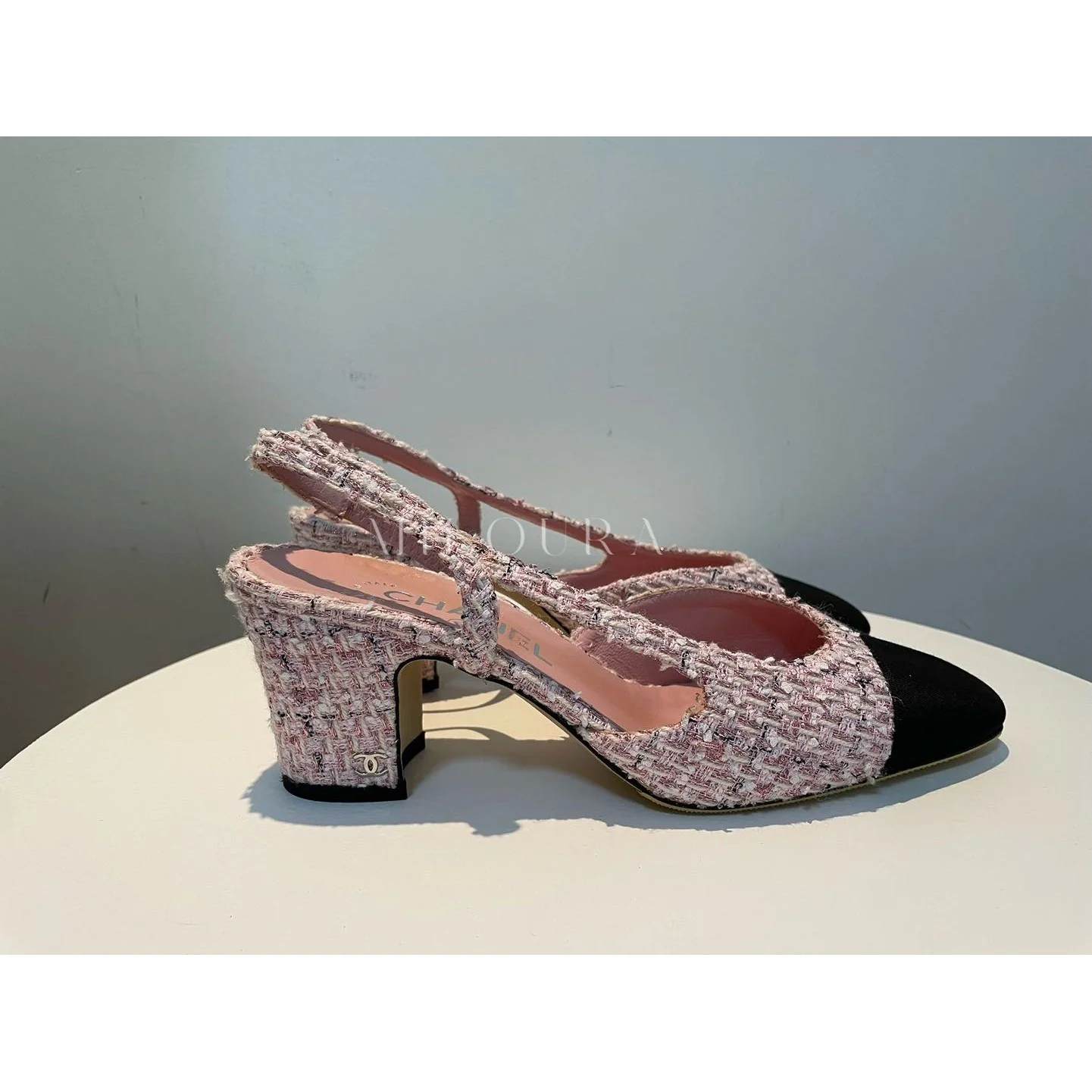 used-CHANEL TWEED SLINGBACK 38-MILOURA
