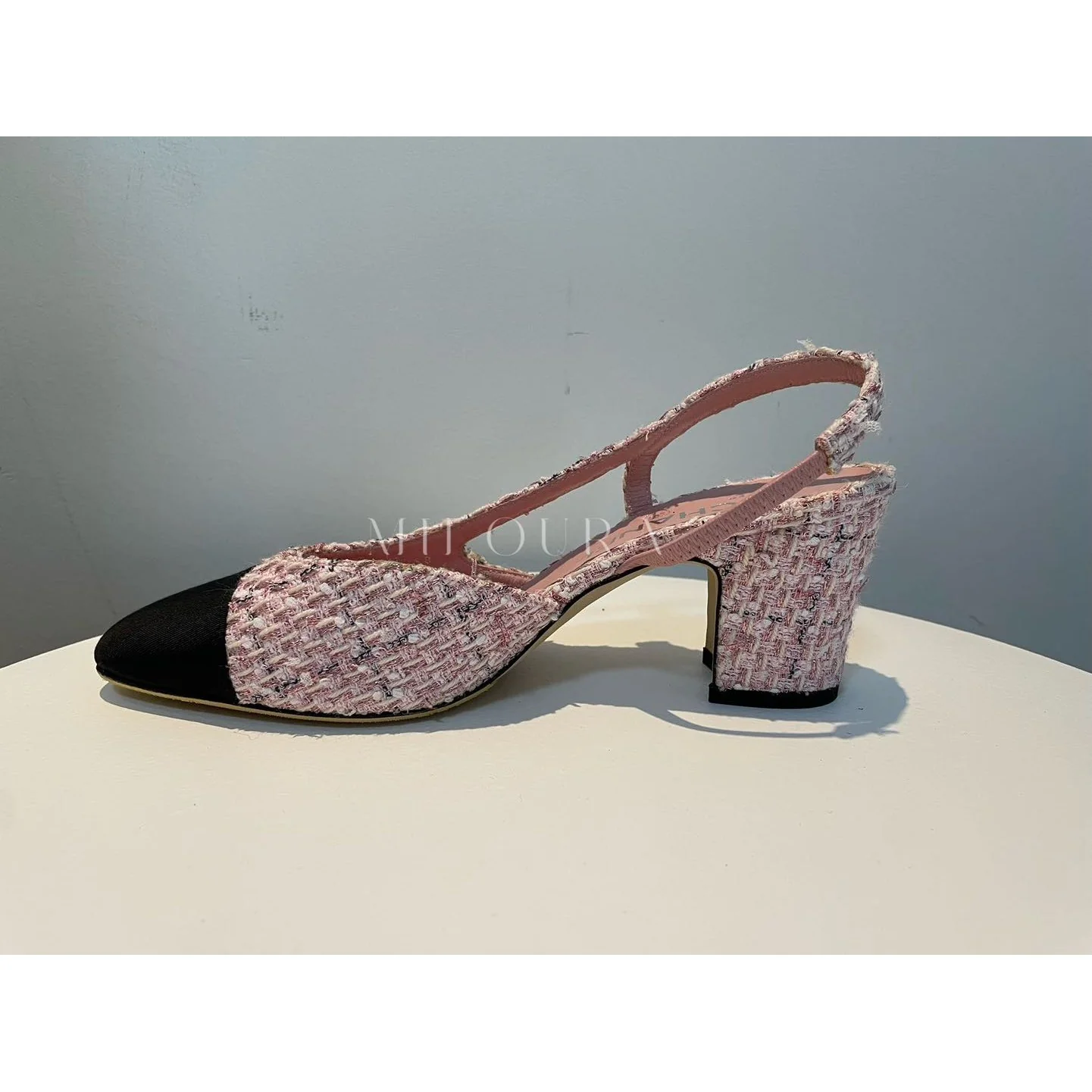 used-CHANEL TWEED SLINGBACK 38-MILOURA