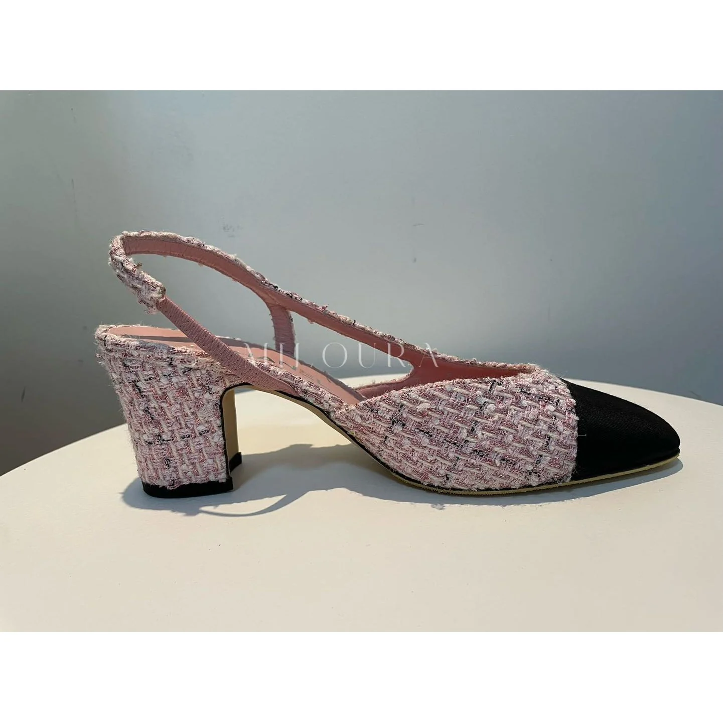 used-CHANEL TWEED SLINGBACK 38-MILOURA
