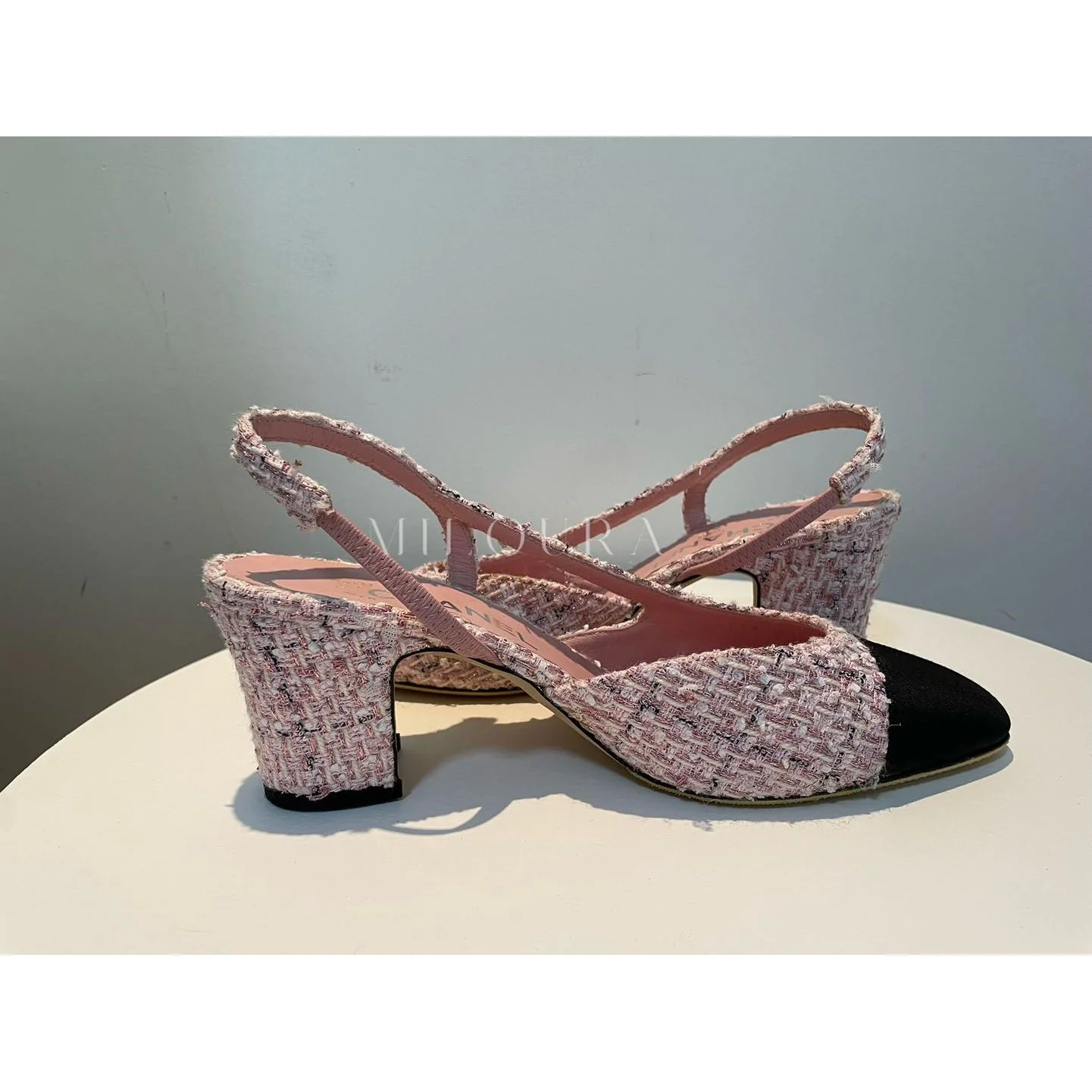 used-CHANEL TWEED SLINGBACK 38-MILOURA