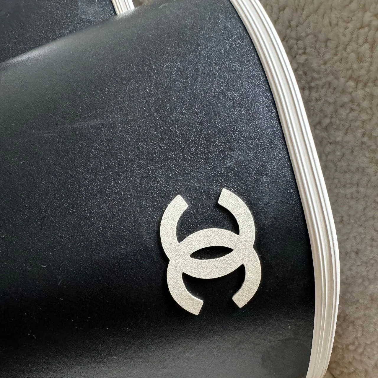 used-Chanel rubber over the knee boots in black and white with CC logo 36 Limited Edition-MILOURA