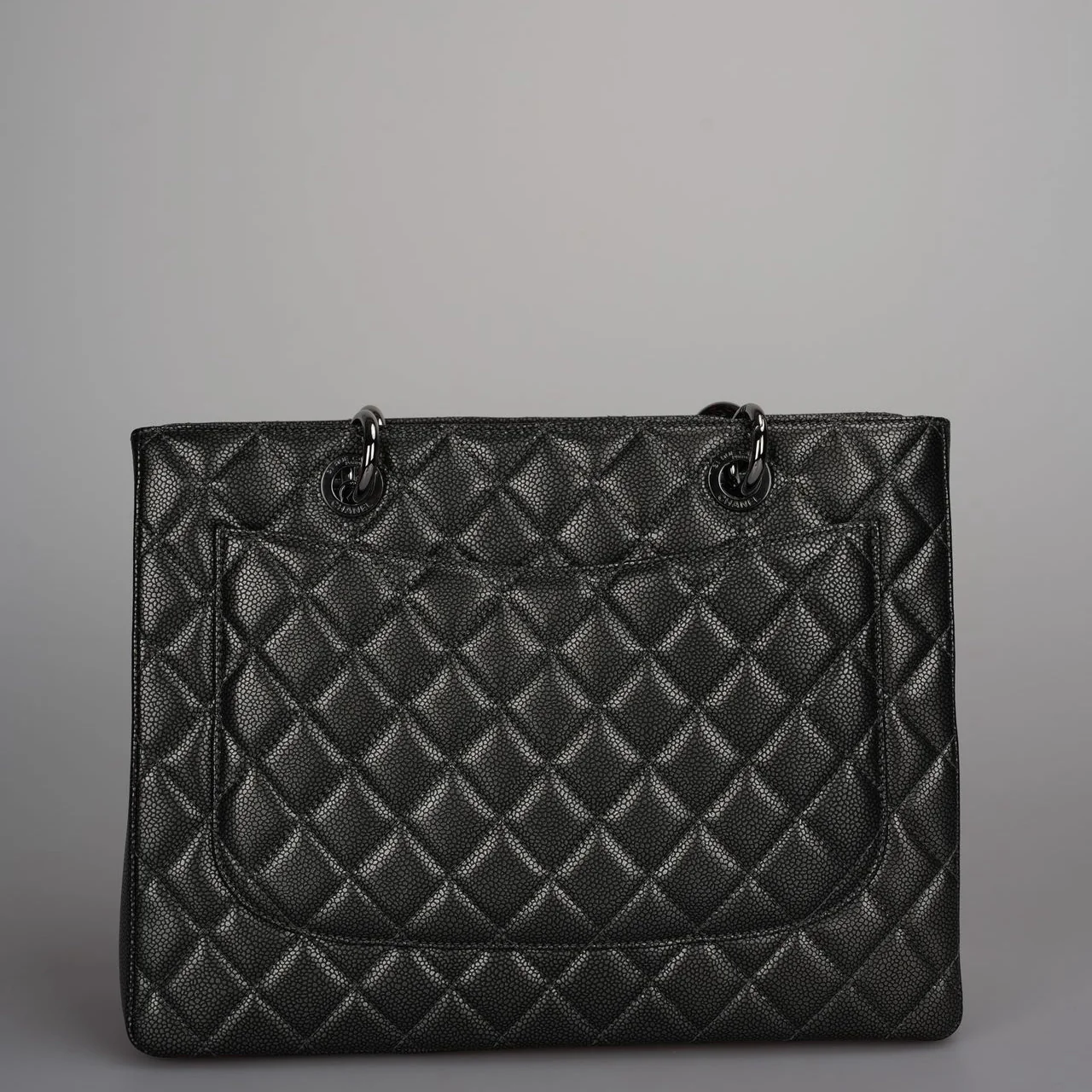 used-Chanel Grand Shopping Tote Black GST Bag in Caviar Leather with Black Hardware-MILOURA