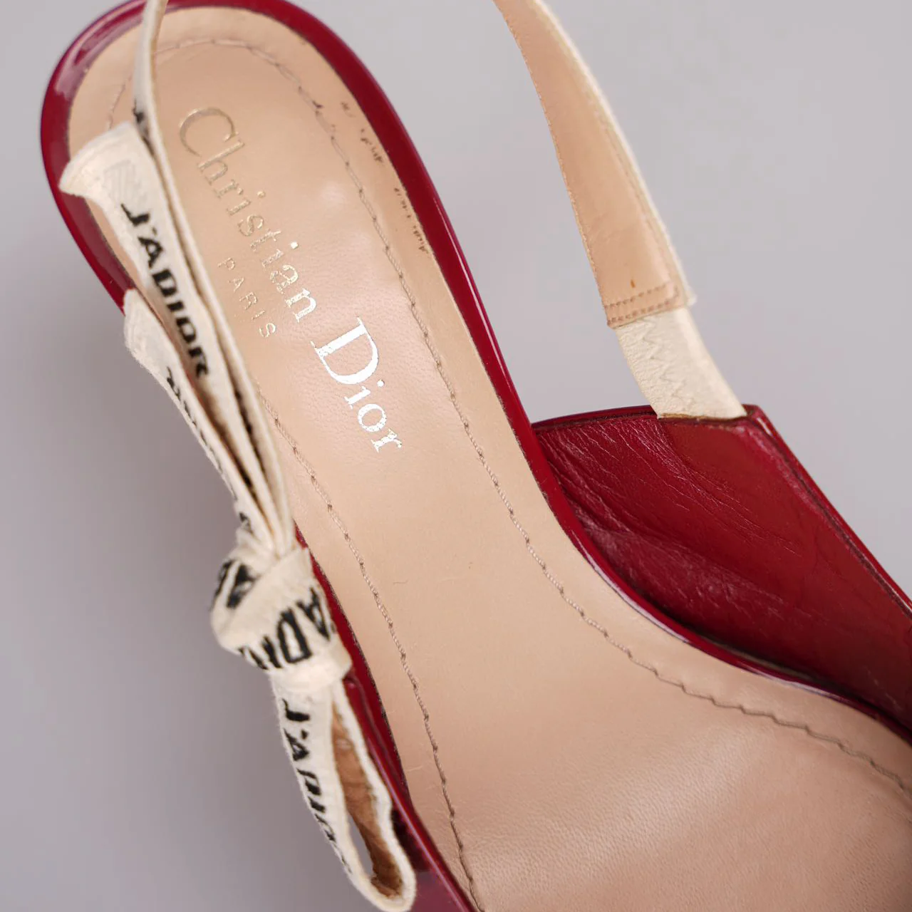 used-Christian Dior J'adior Patent Leather Slingback 6cm Pumps 37D Burgundy-MILOURA