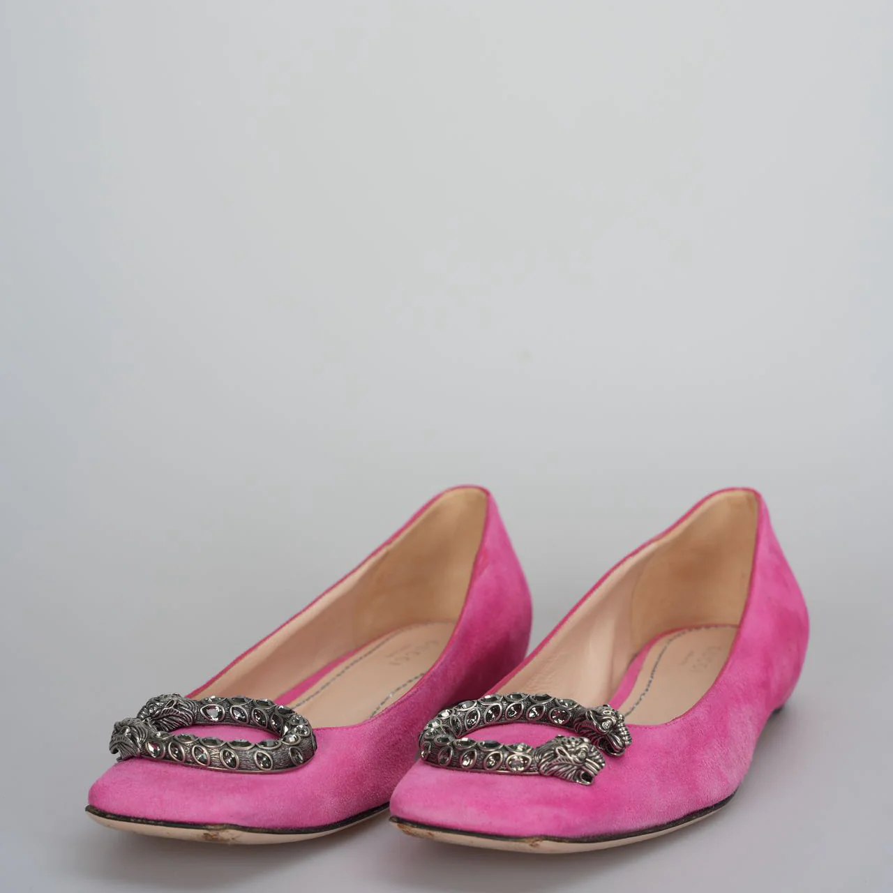 used-Gucci - Dionysus Pink Suede Flats 37-MILOURA