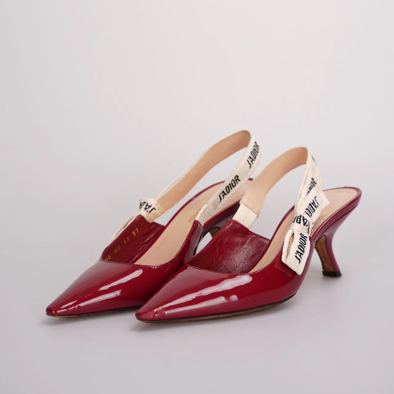 used-Christian Dior J'adior Patent Leather Slingback 6cm Pumps 37D Burgundy-MILOURA