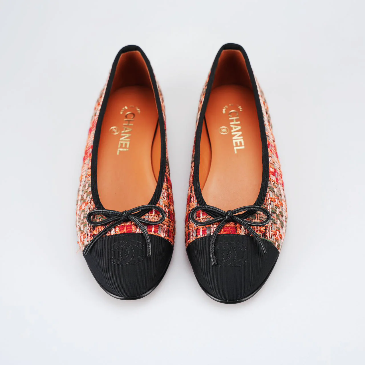 used-Chanel Ballet Flats Multicolor Fabric and Leather CC 38-MILOURA